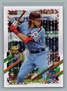 2021 Topps Holiday #HW212 Alec Bohm Rare Candy Cane Bat - Picture 1 of 2