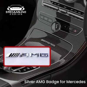 Silver AMG Badge Cockpit Centre Console Mercedes Dashboard Interior C E A S - Picture 1 of 6