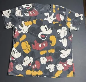 Disney Mickey Mouse All Over T-Shirt Sz XXL Gray Graphic - Picture 1 of 6