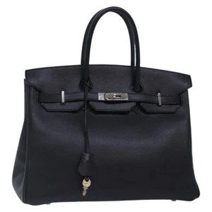 HERMES Birkin 35 Hand Bag Leather Black Silver Auth 89415 - Picture 1 of 24