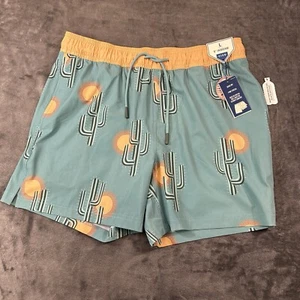 ROWM Swim Shorts Men Large 32" Green Cactus Boardies Quick Dry Drawstring NEW - Picture 1 of 12