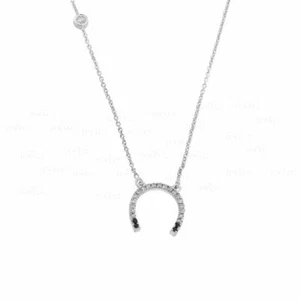VS/F-G Diamond 14K Gold Horseshoe Pendant Charm Necklace- The Jewelz - Picture 1 of 3