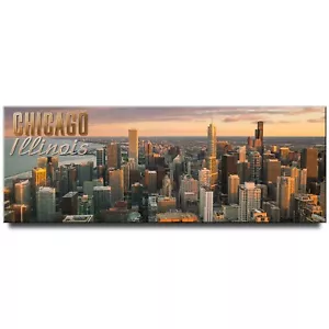 Chicago Panoramic Fridge Magnet Illinois Travel Souvenir Windy City - Picture 1 of 2