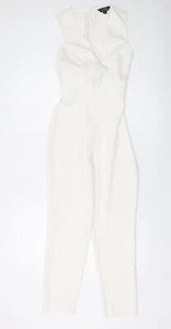 Miss Selfridge Womens Ivory Polyester Jumpsuit One-Piece Size 4 Zip - Picture 1 of 10