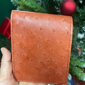 Genuine Ostrich Leather Skin Men's bifold wallet, Handmade Brown CUSTOM MADE - Picture 1 of 17