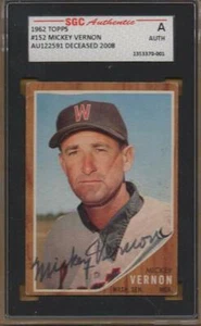 d2008 WASHINGTON SENATORS signed MICKEY VERNON - 1962 topps #152 - ENCAPSULATED - Picture 1 of 1