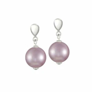 La Perla Lilac Shell Pearl Silver Tone Drop Clip on Earrings - Picture 1 of 1