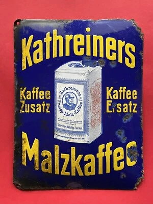 EMAILLE Schild KATHREINERS Malz Kaffee ALT Email REKLAME Werbung 20 30 WK WW 1 2 - Bild 1 von 4
