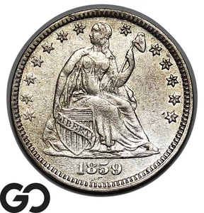 1859 Seated Liberty Half Dime, Choice AU++ - Picture 1 of 3