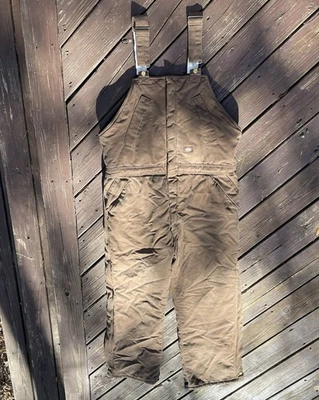 Mono con tirantes Dickies para hombre XL alto marrón denim aislado ropa de trabajo agrícola Foto 1 de 4