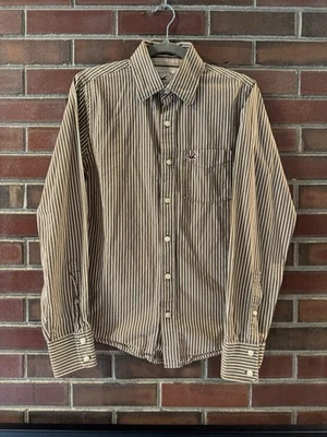 Hollister California Men’s Brown White Striped Button Shirt Size S - Image 1 of 4