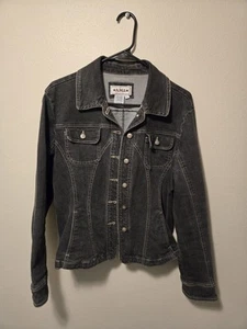 AMI - Black Jean Utility Jacket - Bling Button Detail - Size L - Picture 1 of 6