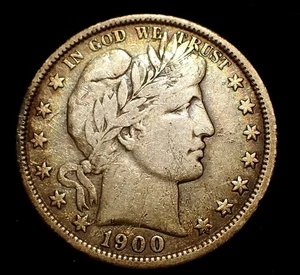 1900 (P) Barber Silver Half Dollar Turn-Of-The-Century Date, Light Rim Toning VF - Picture 1 of 2