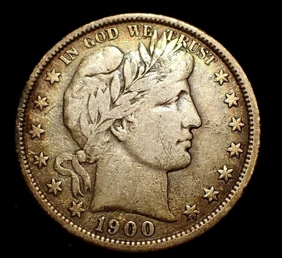 1900 (P) Barber Silver Half Dollar Turn-Of-The-Century Date, Light Rim Toning VF - Image 1 of 2