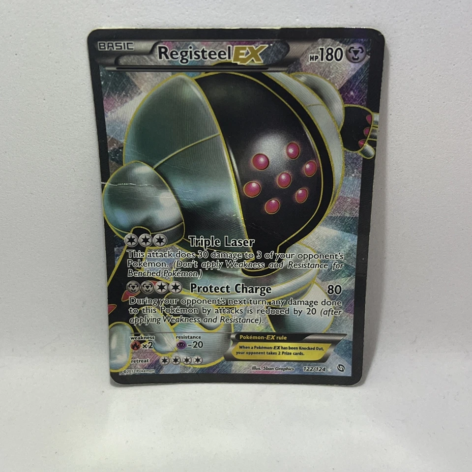 Pokemon 2012 Registeel EX Full Art 122/124 LP Damage - Image 1 of 2