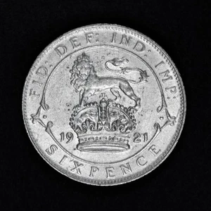 GB GEORGE V SILVER (.500) SIXPENCE - 1921 ++ MS / UNC GRADE! ++[1921-6d] - Picture 1 of 2
