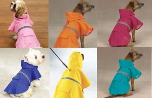 HUNDE REGEN MANTEL JACKE HAUSTIER WASSERDICHT REFLEKTIEREND REGENMANTEL 4 FARBEN 6 GRÖßEN - Bild 1 von 4