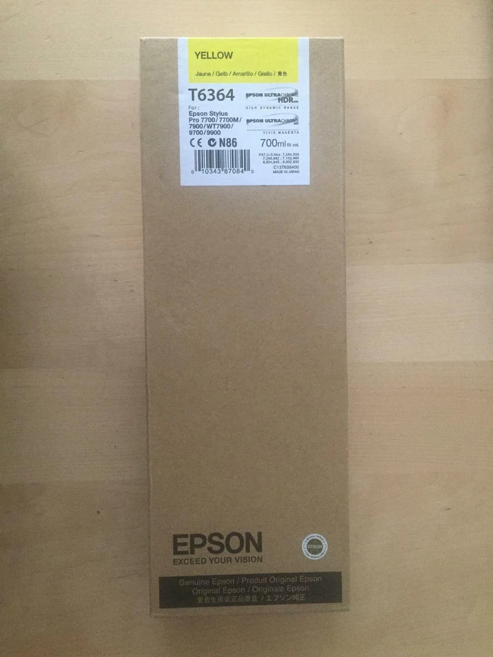 Genuine Epson Ink - T6364 YELLOW / PRO 7700 7770M WT7900 (INC VAT) BOXED - Image 1 of 1