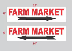2- Cartelli FARM MARKET 6"x24" Direzionale Strada Cortile - Foto 1 di 3