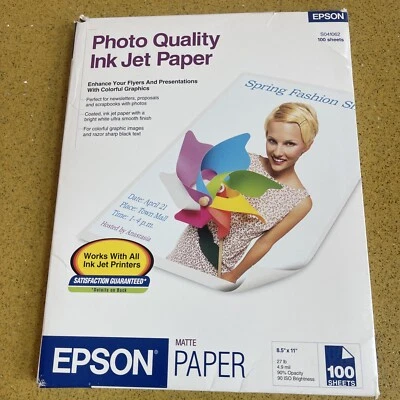Epson Photo Quality Inkjet Paper, Matte 8-1/2"x11" 100 Sheets - Image 1 of 4
