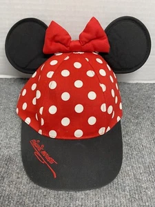 Walt Disney World Kids Minnie Mouse Polka Dot Hat With Plush Ears Youth Hat Cap - Picture 1 of 6