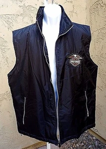 Calvin Klein Harley Davidson Patch Black Nylon Full Zip Vest 3 Pocket Large 44" - Picture 1 of 12