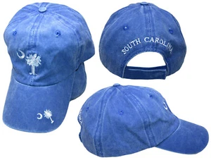 South Carolina Palmetto Faded Blue Washed Embroidered Baseball Hat Cap (RUF) - Picture 1 of 6