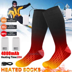 Electric Heated Socks Rechargeable Battery Winter Thermal Warm Skiing Hunting US - Picture 1 of 15