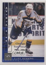 2001-02 ITG Be A Player Memorabilia Sapphire Chicago Sun-Times /10 Cliff Ronning
