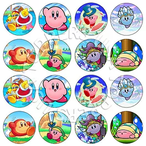 16x EDIBLE Kirby Birthday Party Cupcake Toppers Wafer Paper 4cm (uncut) - Picture 1 of 1