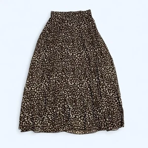 JAPNA Flowy & Elegant Brown Leopard Midi Skirt UK 8 (Size S) US 4 - Picture 1 of 7