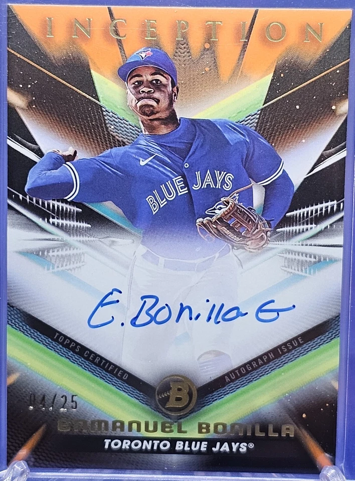2023 Bowman Inception Enmanuel Bonilla Blue Jays Auto Orange Foil 4/25 #BPA-EB - Image 1 of 2