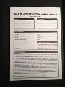 used car invoice for the sale of scrap or unroadworthy vehicles - Picture 1 of 1
