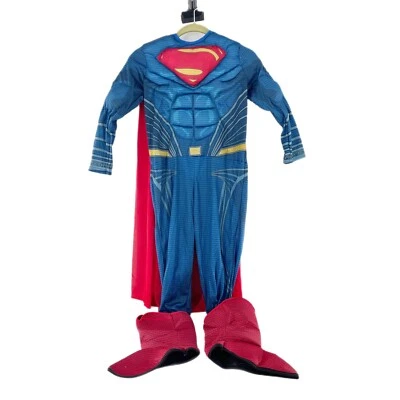 Superhero Kids Costume Superman Muscles Large 2 Piece Halloween Cape Child b - Image 1 of 4