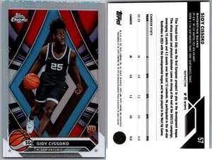 23-24 TOPPS CHROME ROOKIE REFRACTOR - SIDY CISSOKO RC #57 SAN ANTONIO SPURS - Imagen 1 de 1