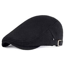  Men Flat Cap Newsboy Hat Beret Cabbie Ivy Cap Gatsby Adjustable straps Z-black