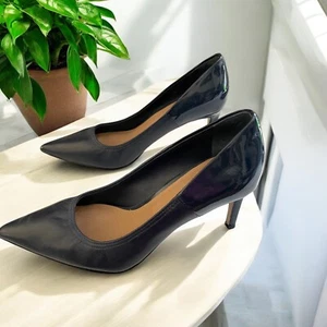 Tahari Heels 8M Dark BLUE Patent Leather on Back Portion 3" Heel Pointed Toe - Picture 1 of 16