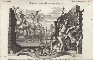 Gebrüder Klauber Heiliger Leodegar Bischof Autun Märtyrer Kupferstich 1750 - Bild 1 von 1