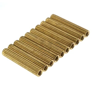 M2-0.40 x 18mm Brass Standoff, Female to Female, Knurled Outside, 10-Pack - Picture 1 of 14