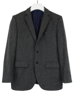 GANT Blazer Men's (EU) 50 Lined Grey Single-Breasted Herringbone Pure Wool - Picture 1 of 12