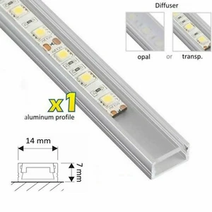 1-2m Aluminium LED Trunking Profile 5050 5630 Strip Lights White Black Silver - Picture 1 of 6