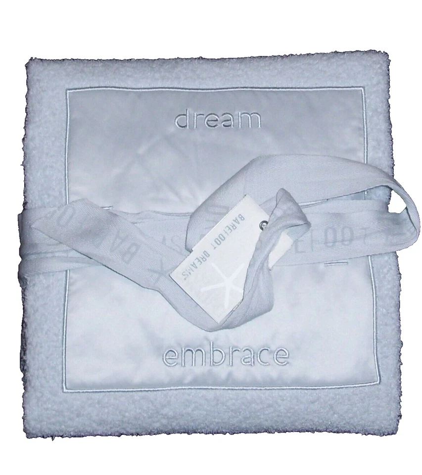 NUEVO Barefoot Dreams Acozychic Azul Satinado Borde Bebé Manta de Recepción 30x30" Foto 1 de 4