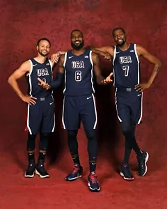 Steph Curry LeBron James Kevin Durant Paris 2024 Olympics USA 8x10 NBA Photo - Picture 1 of 1