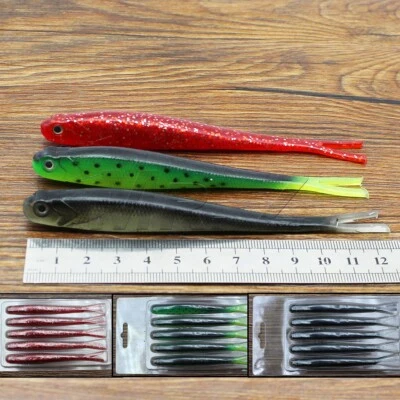 5 PCS 5" Soft Fishing Lure Fork Tail Swimbait Drop Shot for Bass Pike Walleye - Image 1 of 4