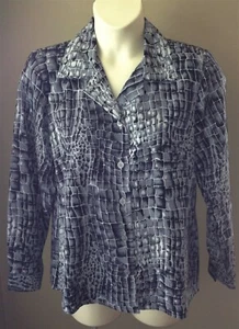 SUSAN GRAVER STYLE Reptile Animal Print TOP S 6-8 BLOUSE SMALL Button Shirt - Picture 1 of 1