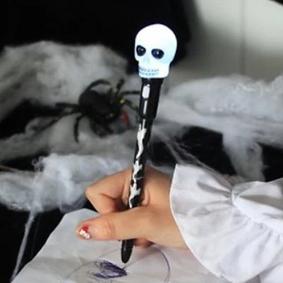 LED Halloween Ball pen Skull (Black or Blue Randomly Provided) Office School  - Image 1 of 4