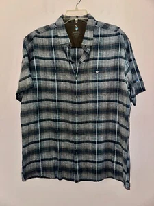 Camisa KUHL M's Skorpio manga corta lino/algodón XL azul marino a cuadros usada en excelente estado - Imagen 1 de 4
