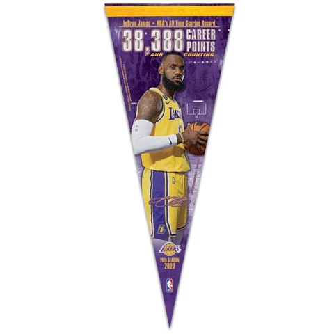 LEBRON JAMES LOS ANGELES LAKERS ALL TIME SCORING RECORD PENNANT 12"x30" WINCRAFT Cover