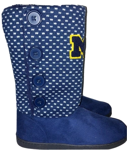 Michigan Wolverine Knit Button Dorm Slippers Boot SZ 11  NCAA  FREE SHIPPING! Cover