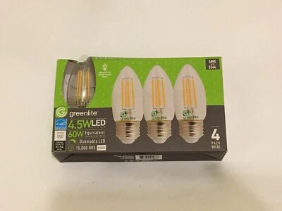 Greenlite 4.5W LED 60W Equivalent Chandelier Bulb Soft White dimmable LED 4-PACK - Image 1 of 3